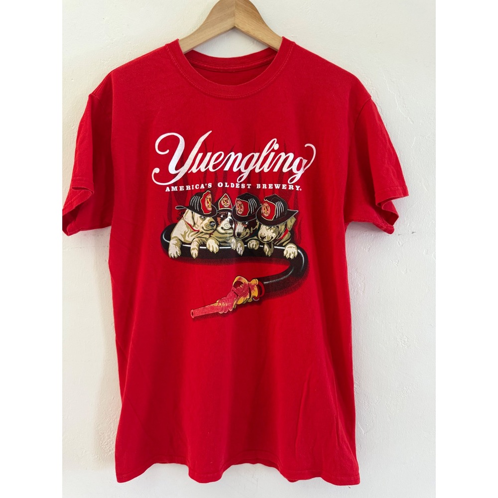 Yuengling Brewery Support Your Local Fire Dept‎ Puppies Red T-Shirt Mens Medium